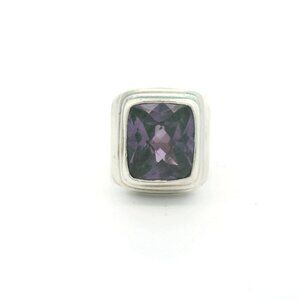SARDA Large Sterling Silver Faceted Purple stone Ring - Size 6.75